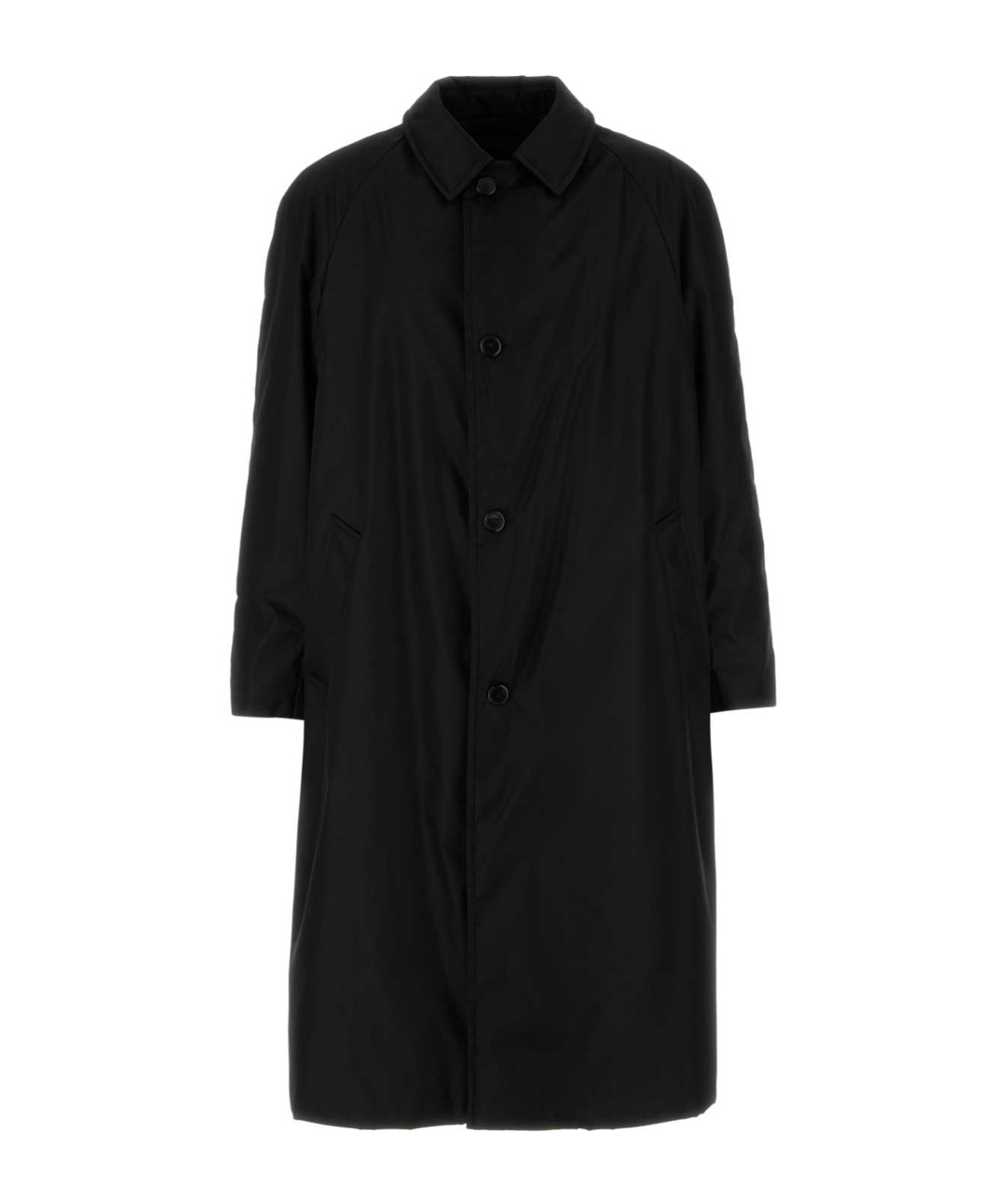 Prada Black Re-nylon Trench Coat In Black