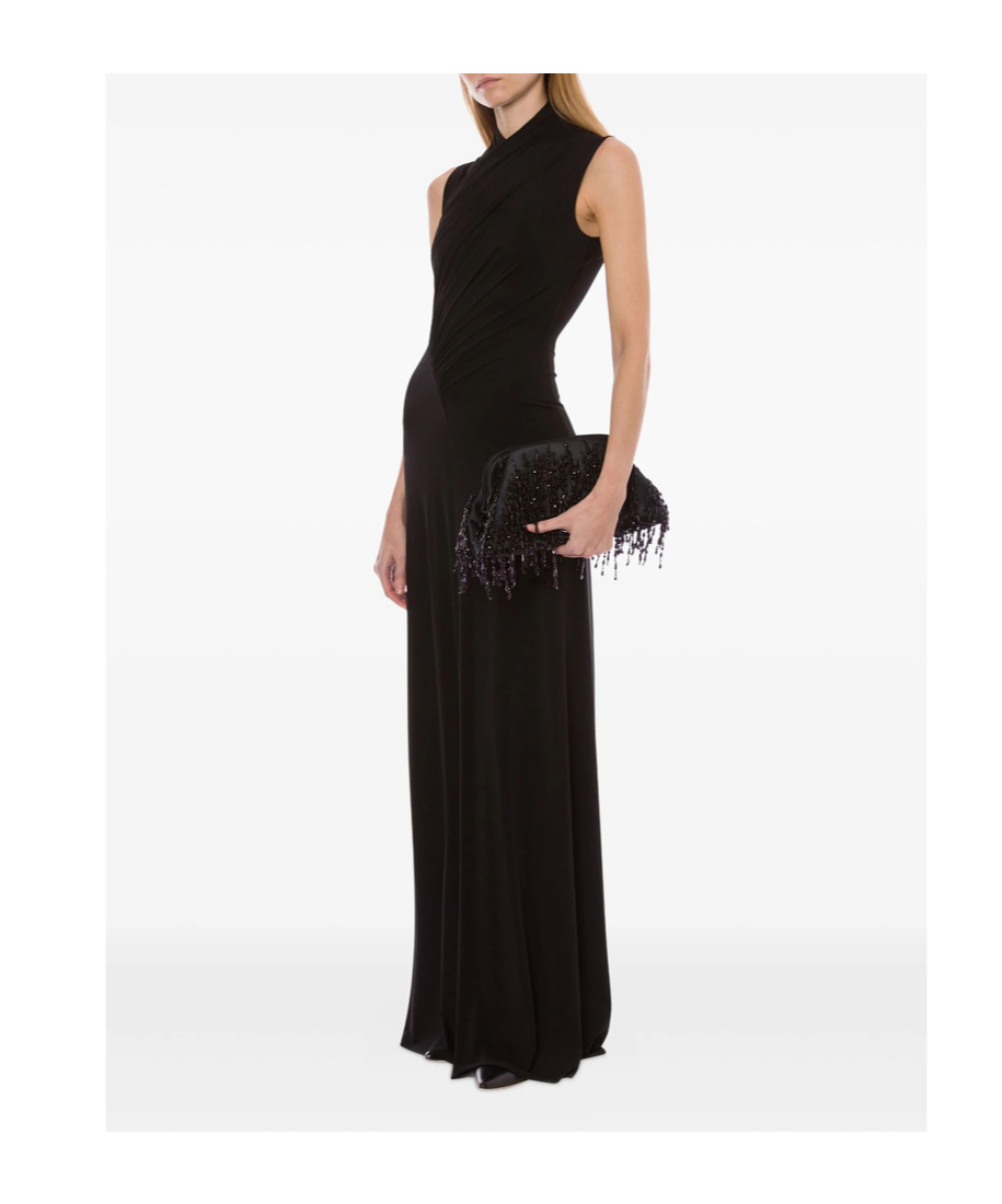Alberta Ferretti Womens Black Draped Sleeveless Stretch-woven Maxi Dress In Black