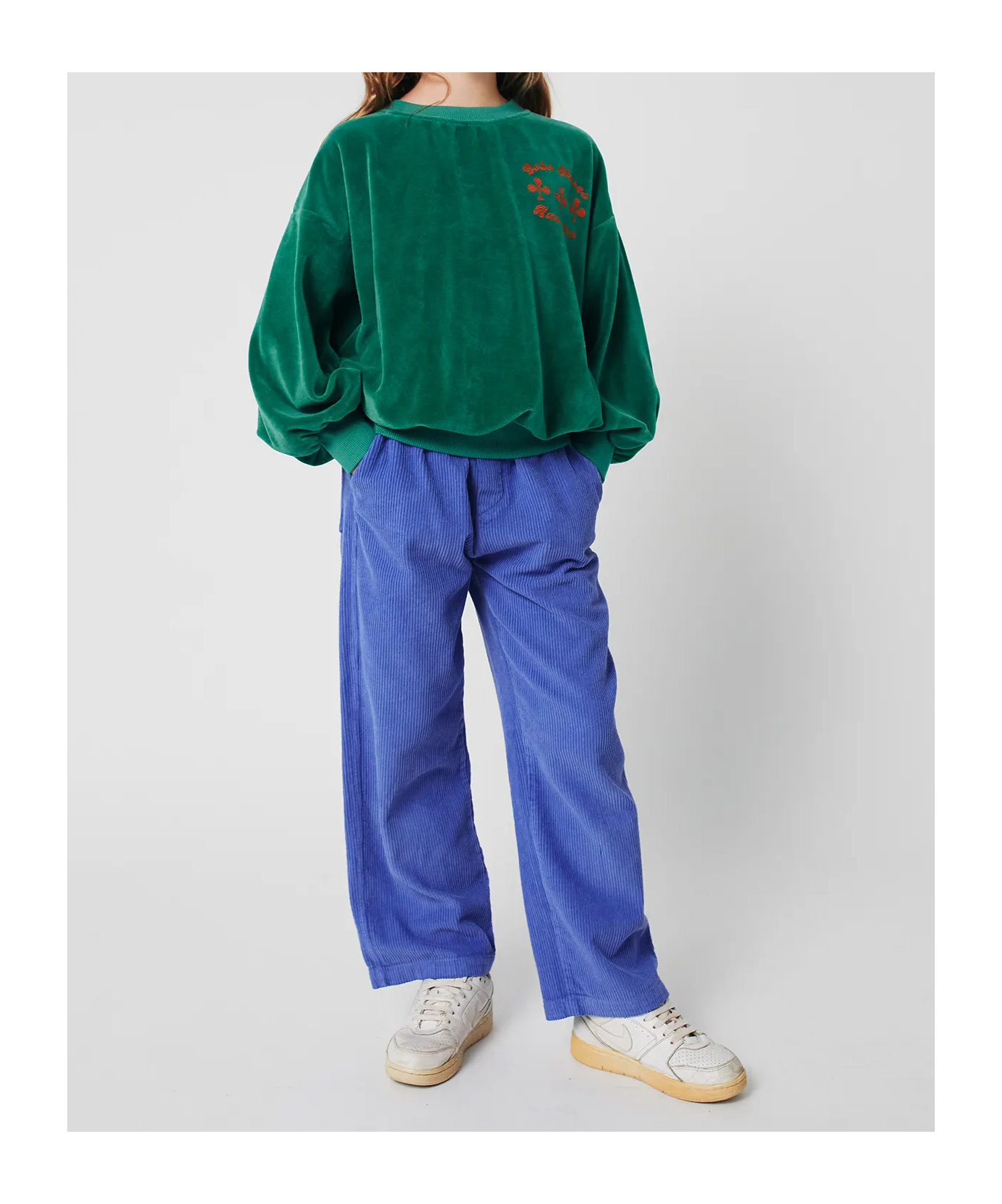 Bobo Choses Have Fun Velvet Sweatshirt In Green