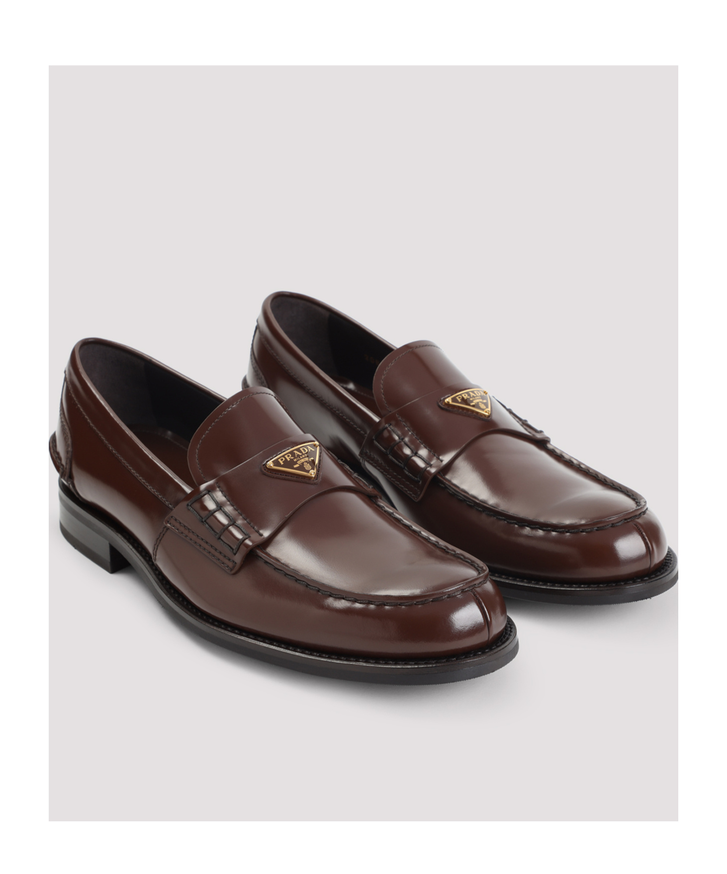 Prada Brushed Calf Leather Lace-up Loafers