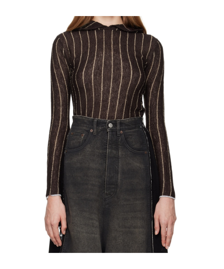 Mm6 Maison Margiela Long-sleeved Hooded Sweater In Black