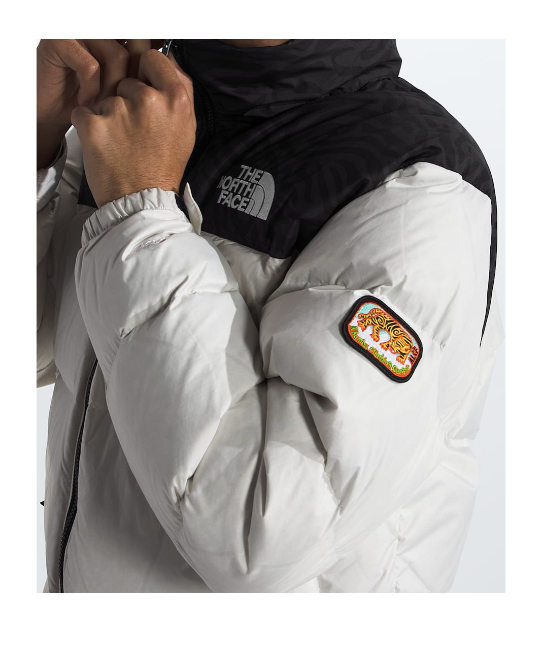 Shop The North Face Colourblock Puffer Jacket In White