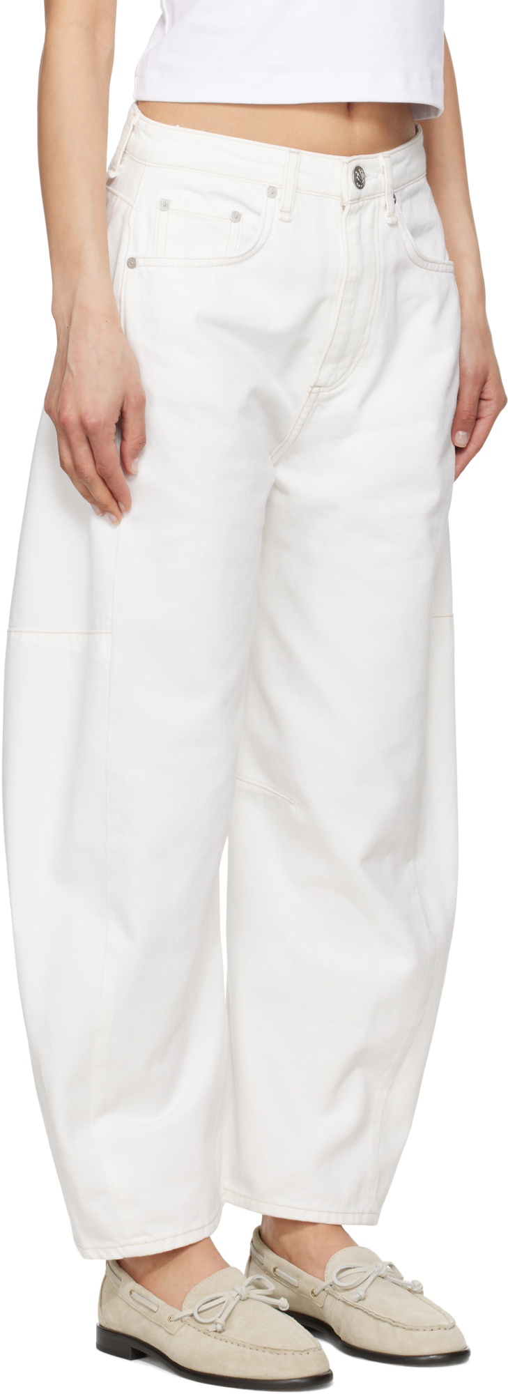 Rag & Bone White Charlie Ankle-length Barrel Jeans