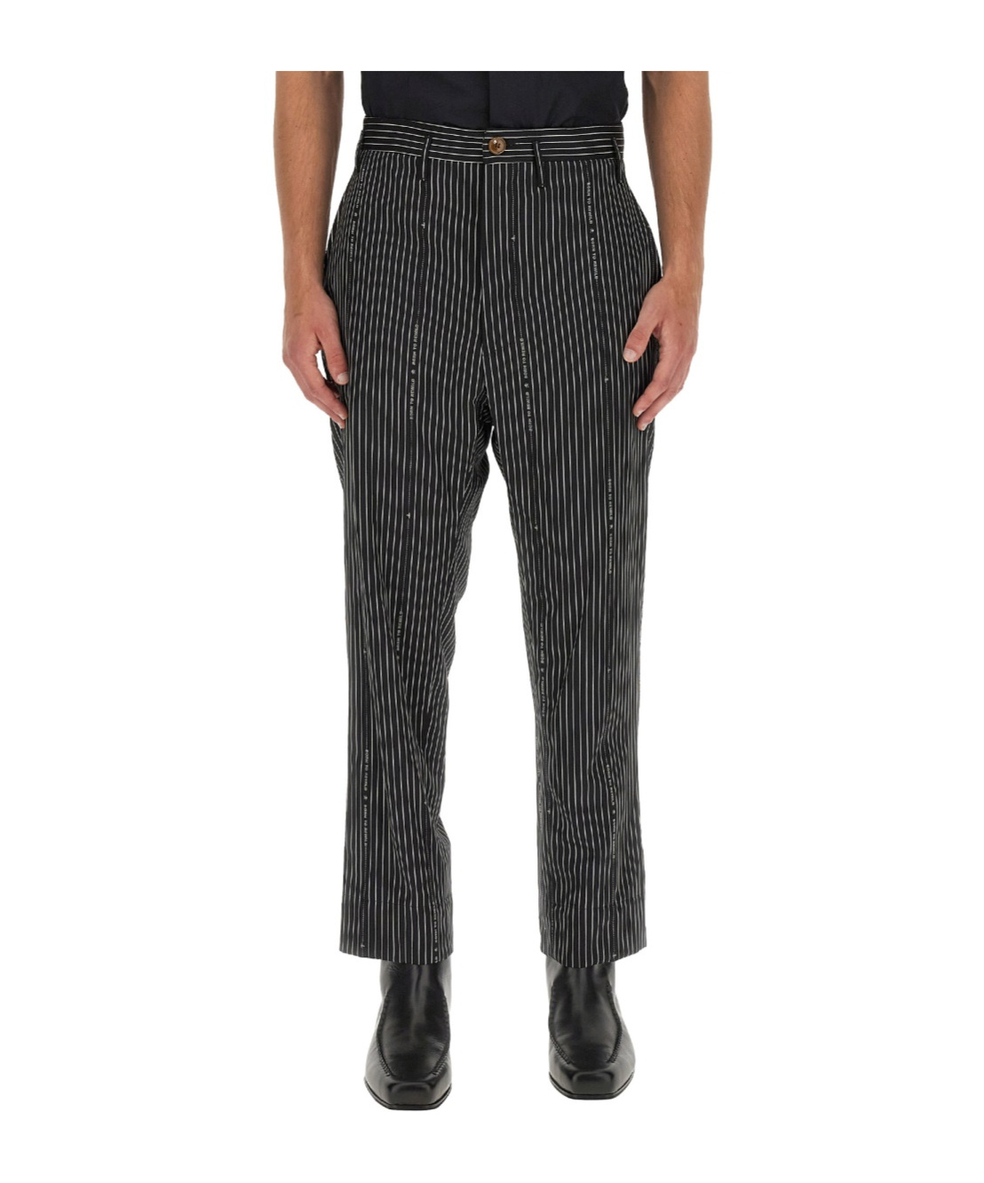 Vivienne Westwood Pinstripe Tailored Pants With High Waist In Black