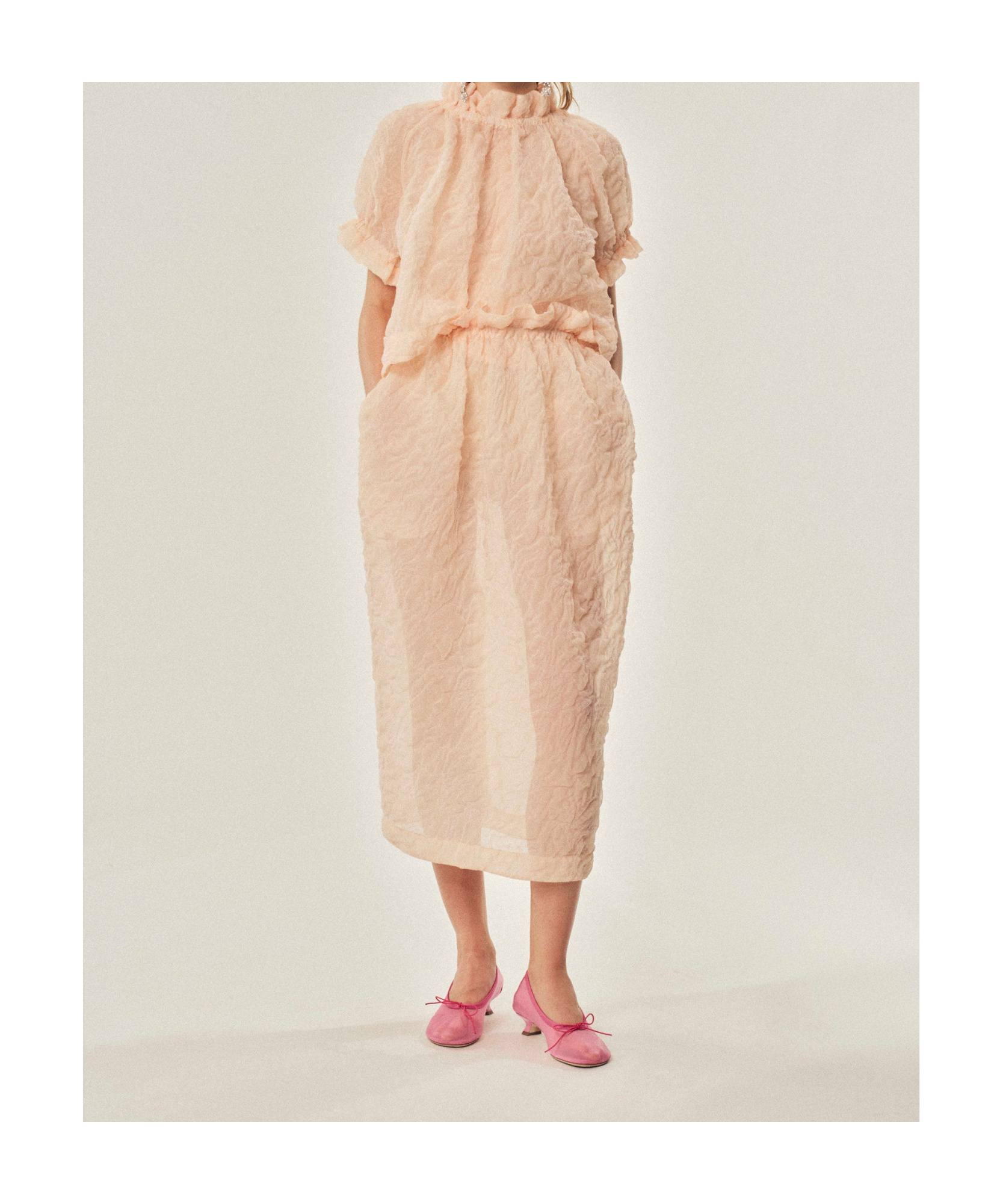 Simone Rocha Ruffle Tulip Top In Nude