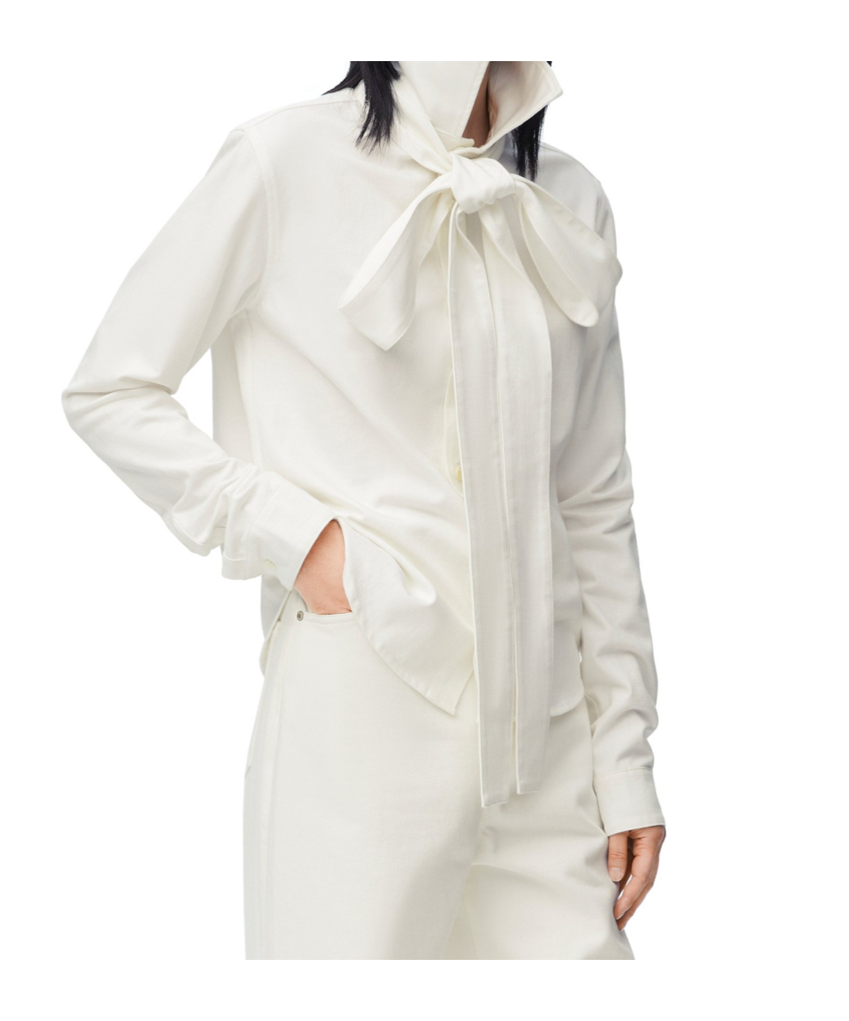 Loewe Bow-detail Cotton Shirt In White