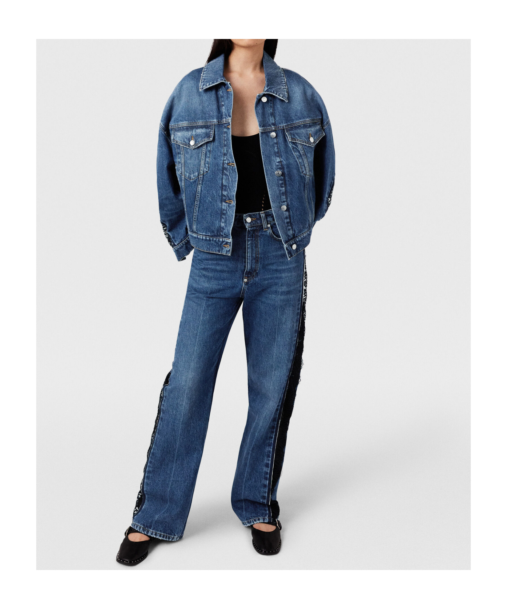 Shop Stella Mccartney Long-sleeved Denim Coat In Blue