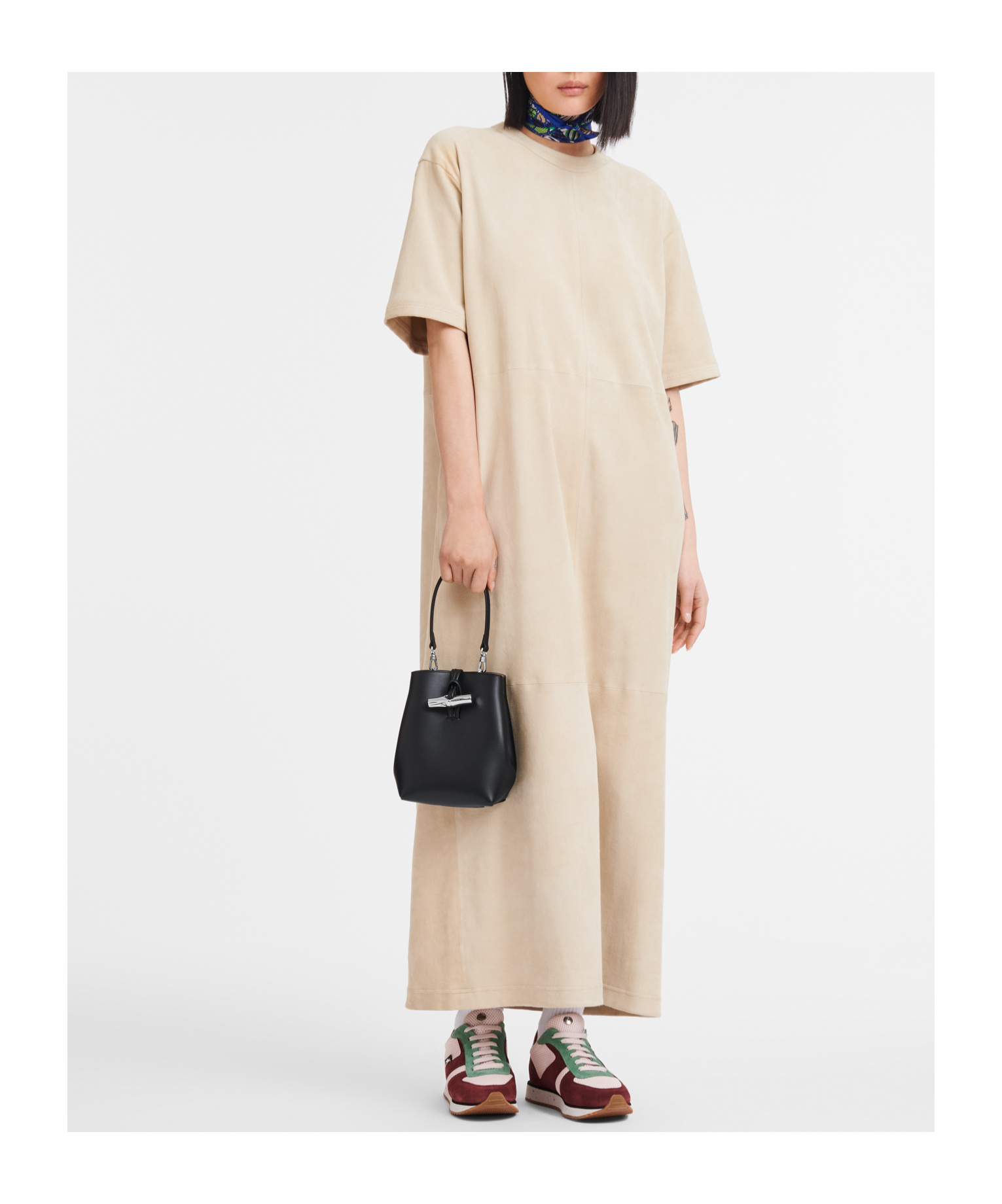 Longchamp Xs Roseau Leather Bucket Bag In Black