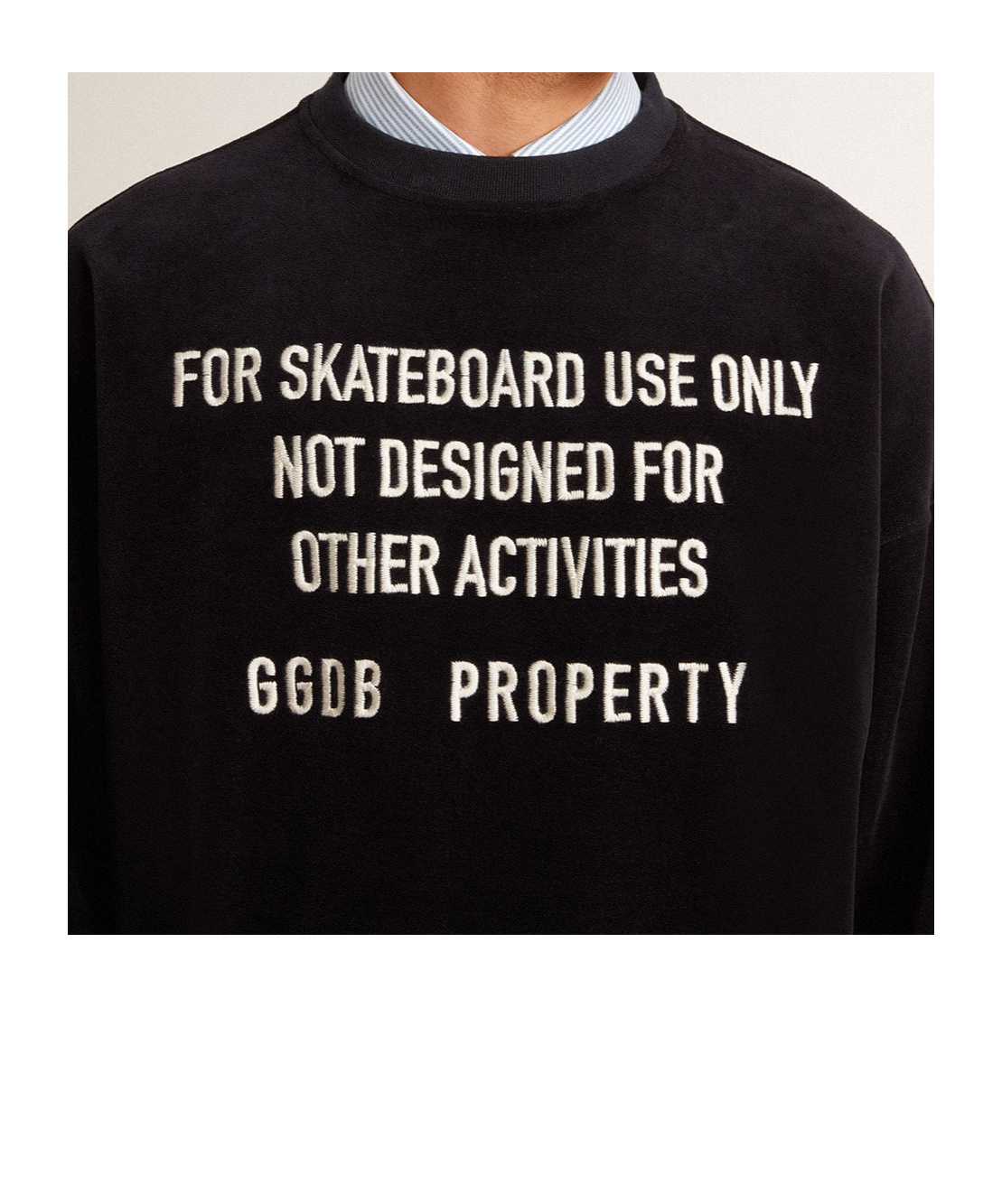 Golden Goose Black Chenille Embroidered Lettering Sweatshirt In Black