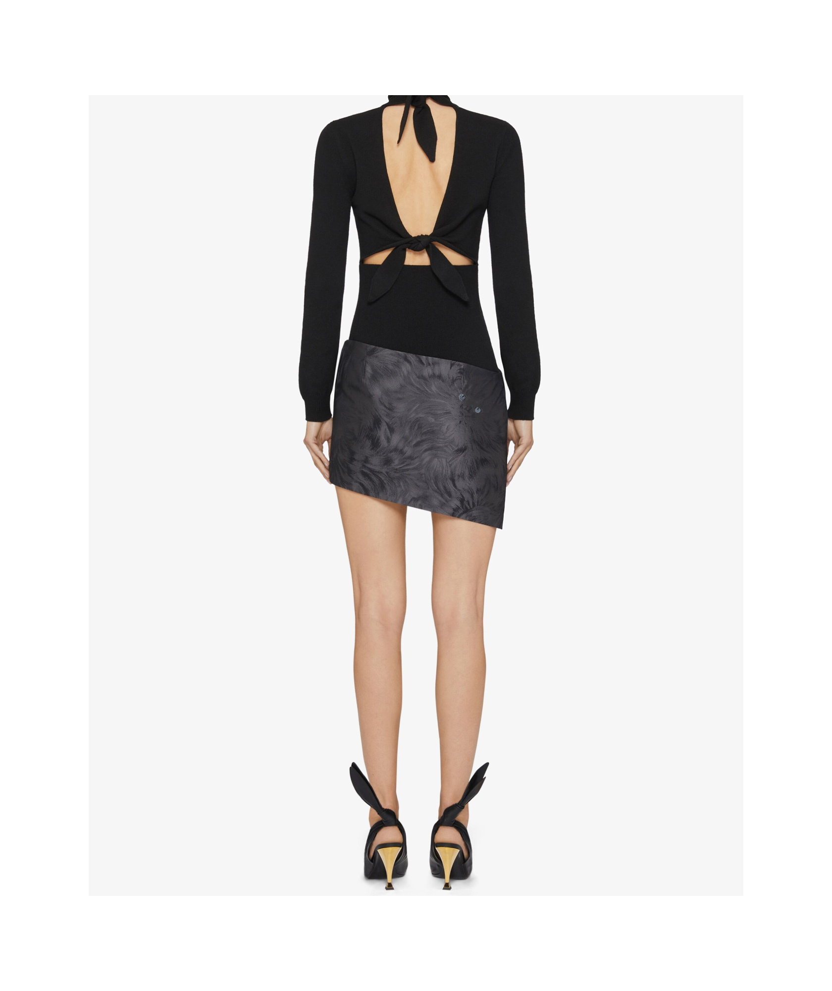 Givenchy Mini Asymmetric Skirt In Cat Jacquard In Black