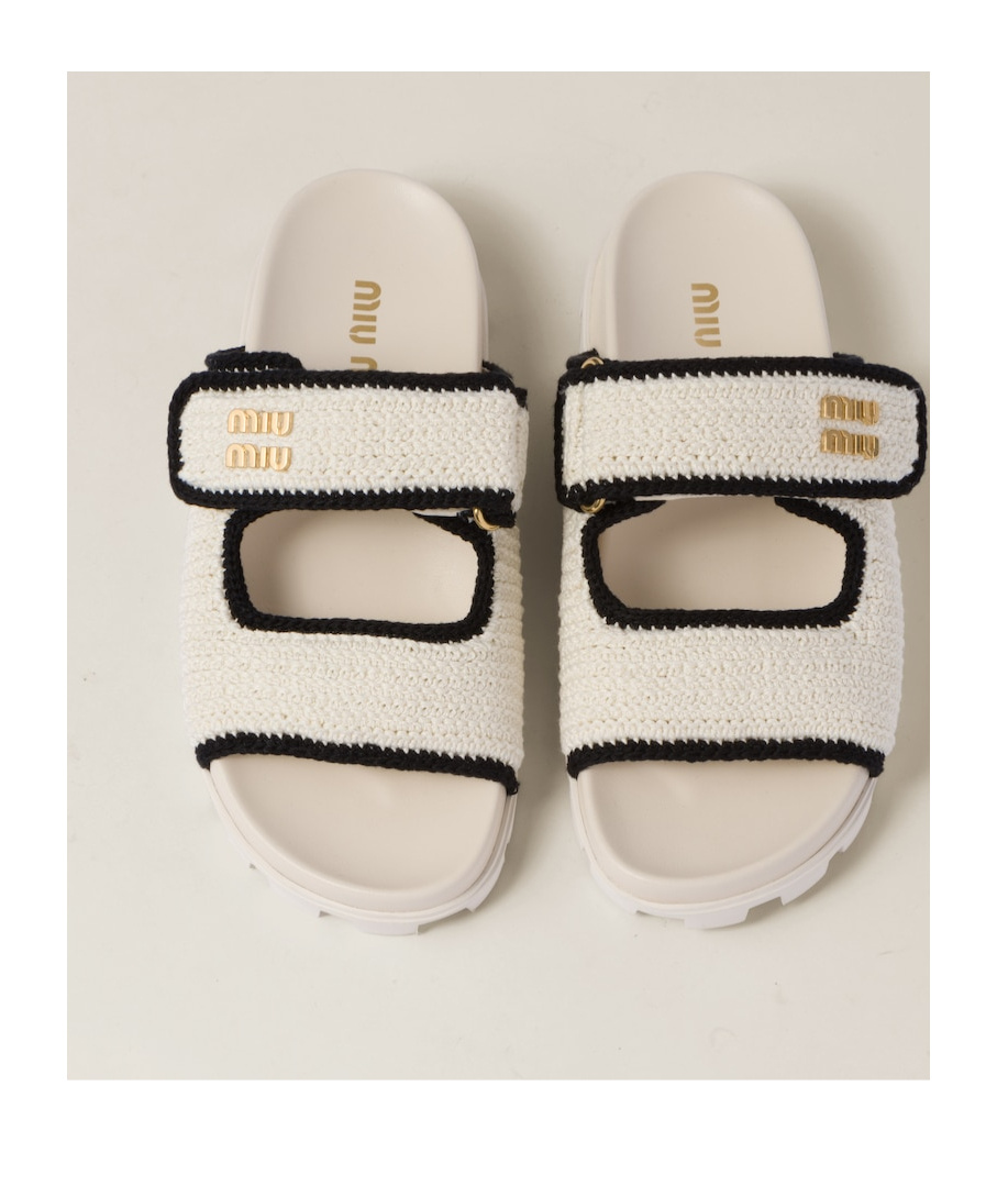Miu Miu Crocheted Knitted Slippers In Pink