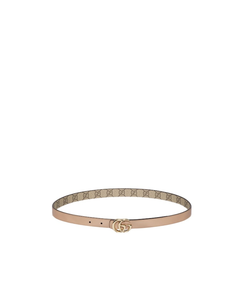 Gucci Reversible Gg Marmont Thin Belt In Brown