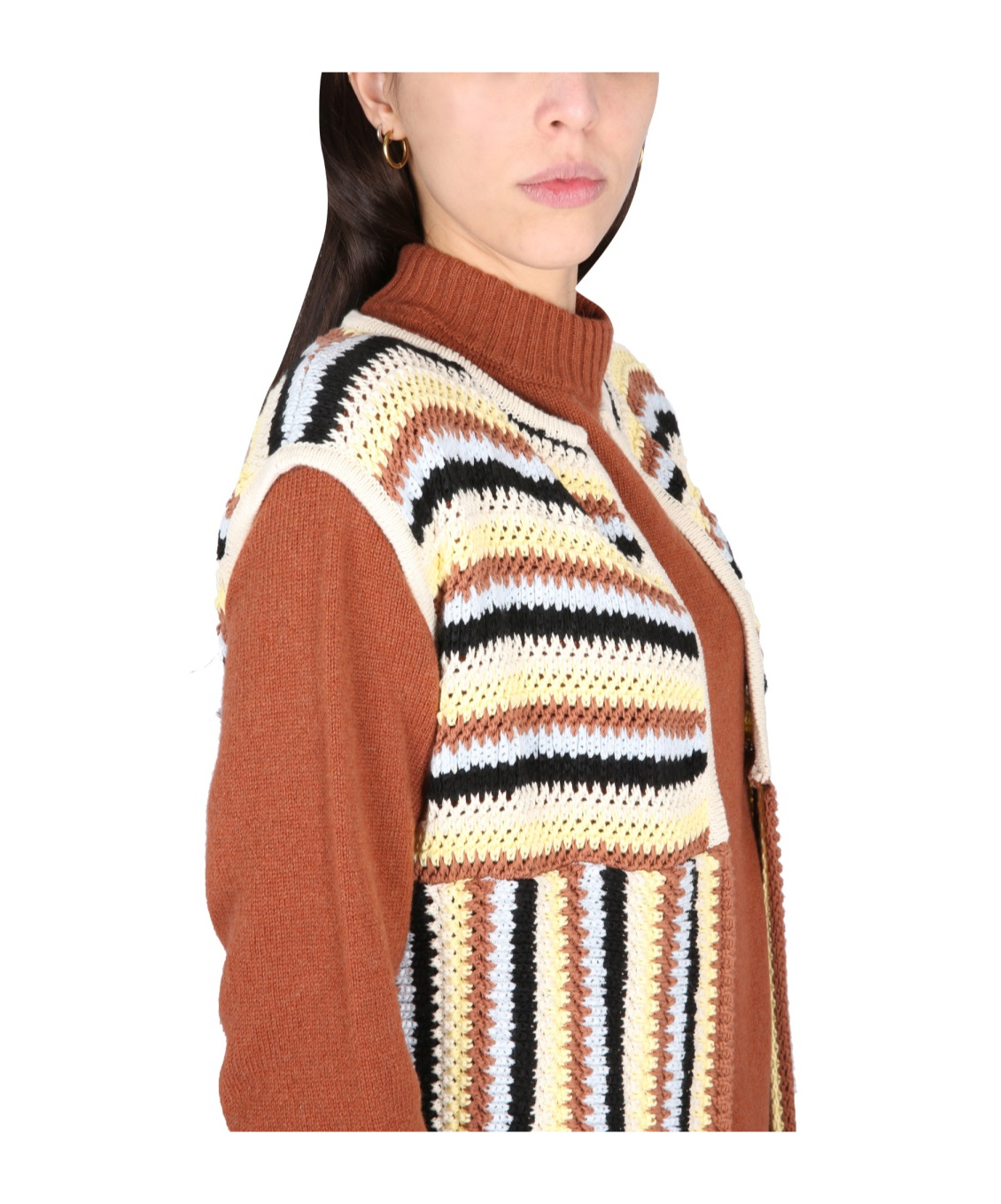 Alysi Long Vest In Brown