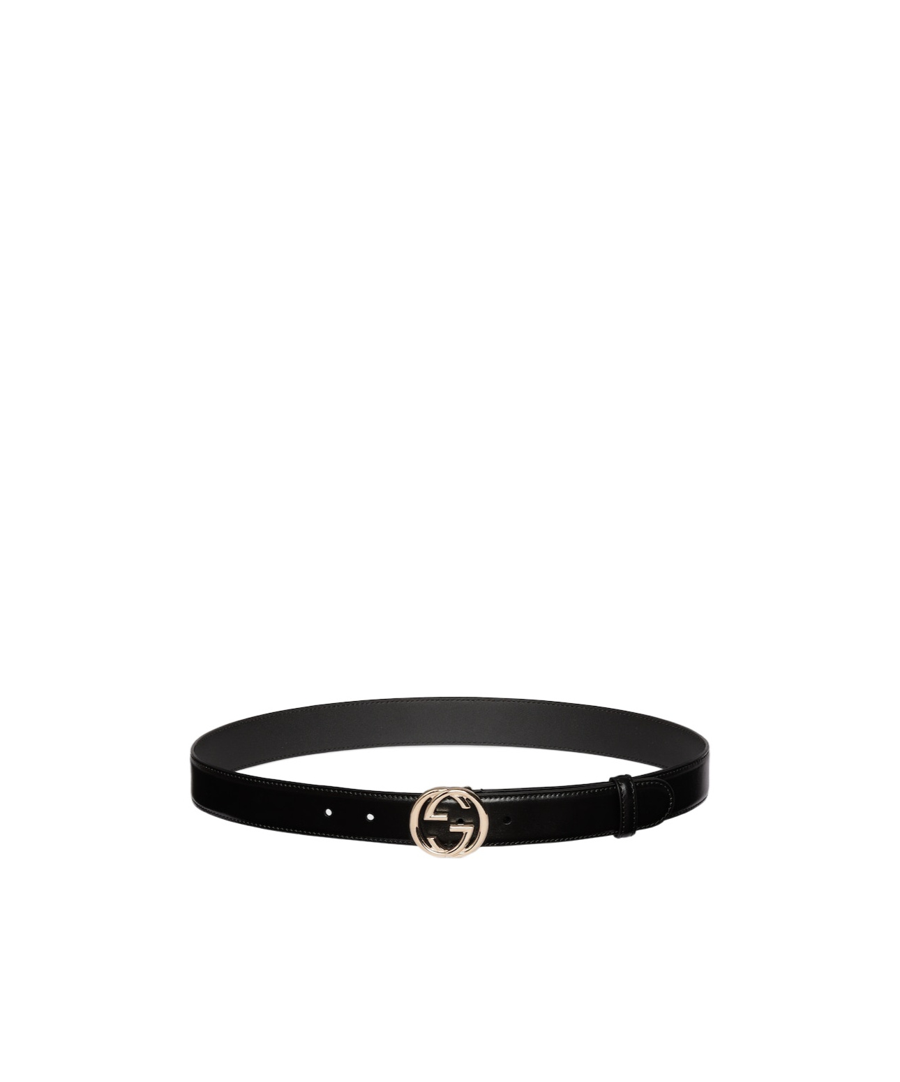Gucci Interlocking G Buckle Leather Belt In Black