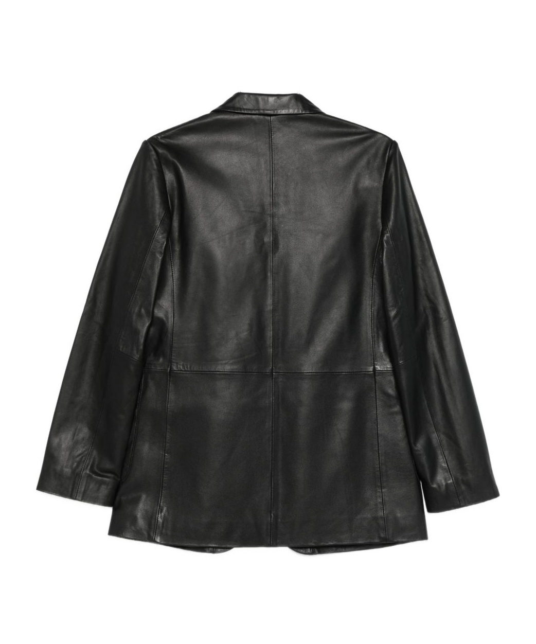 Alysi Notched Lapel Leather Jacket In Black