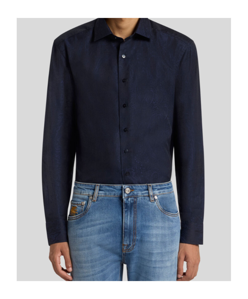 Etro Paisley Jacquard Shirt In Blue