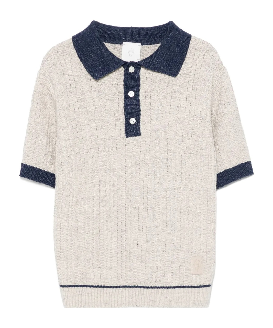Eleventy Polo In Maglia A Coste In White
