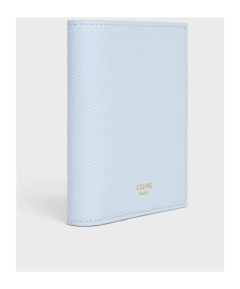 Celine Compact Wallet Triomphe Charms In Grained Calfskin In Blue