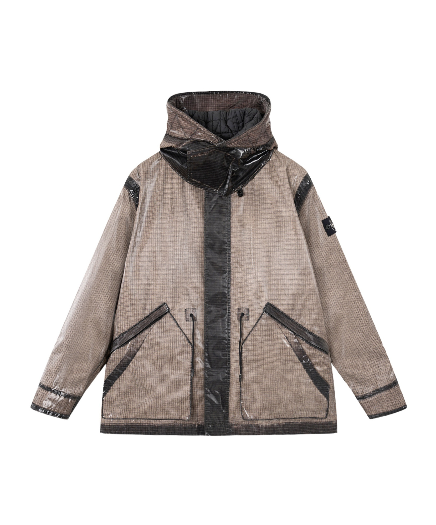 Stone Island Hooded Parka With Prismatic Effect And Padded Lining In Gray
