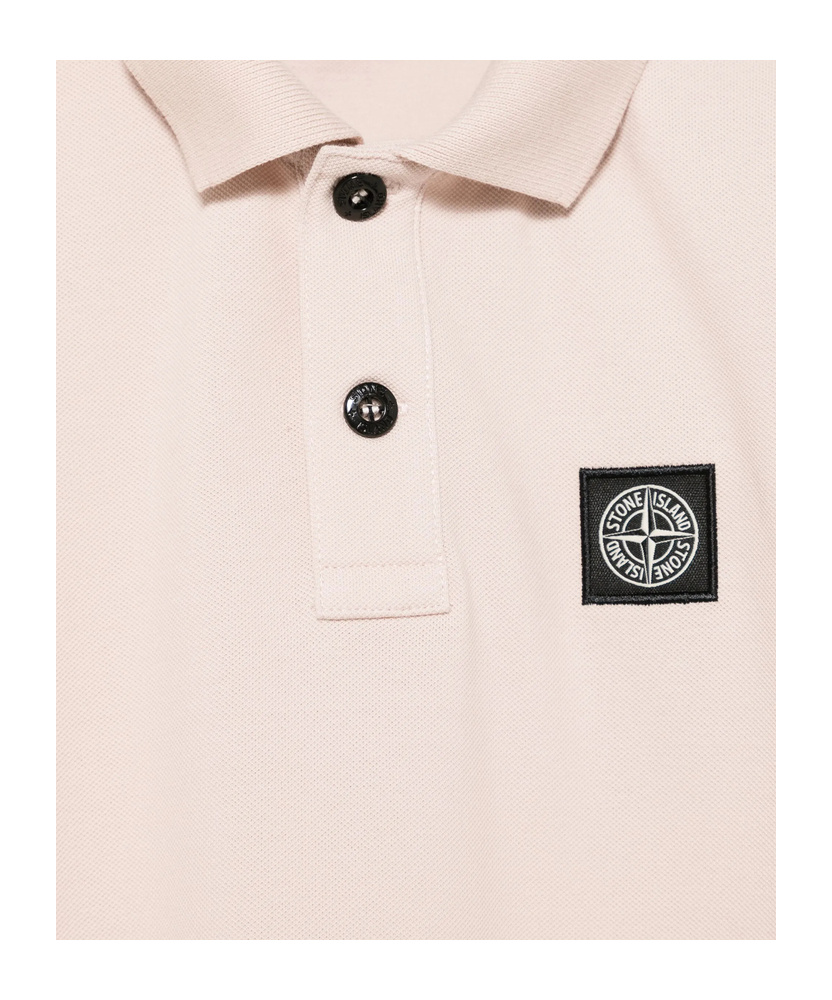 Stone Island Compass-motif Polo Shirt In Pink