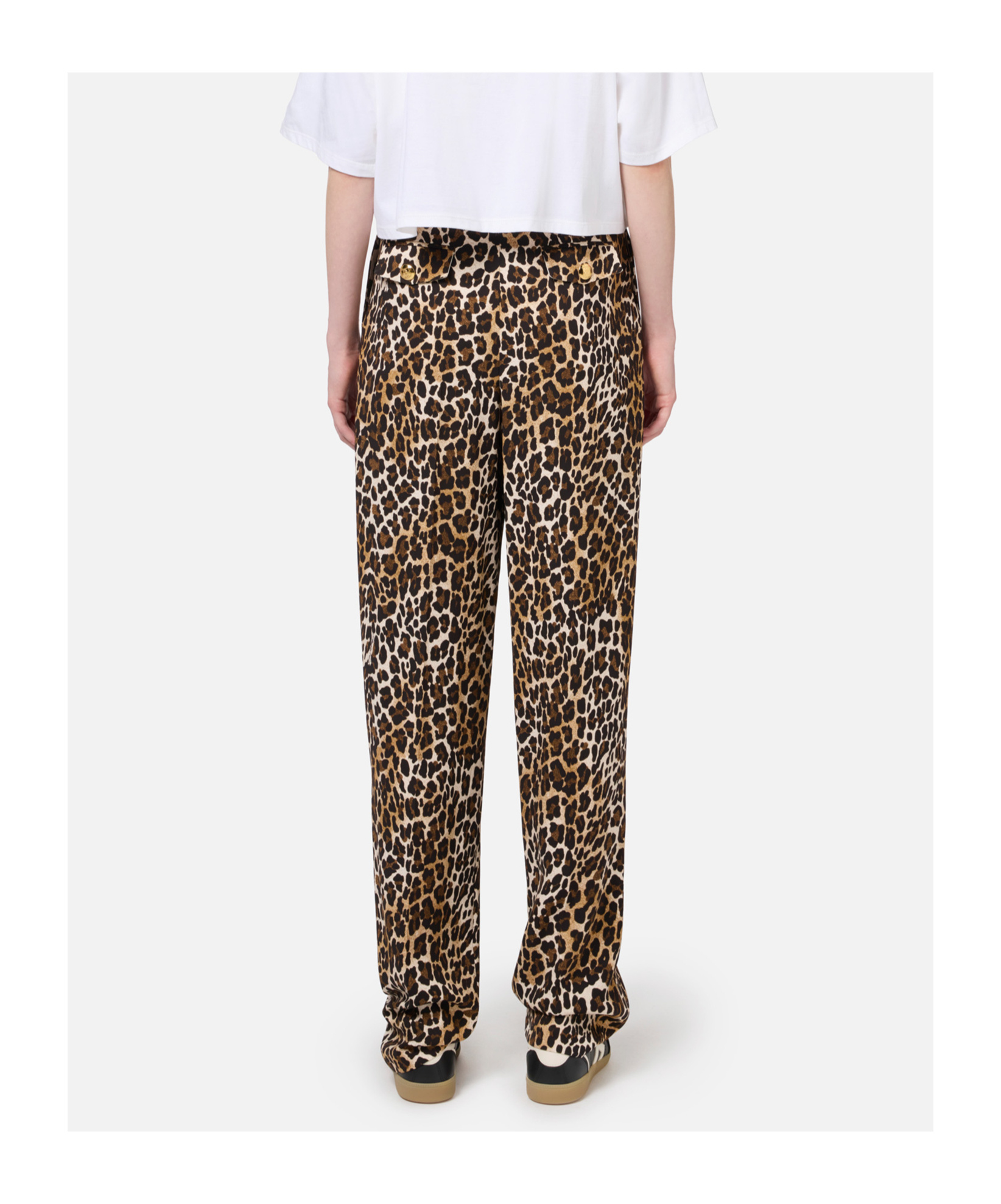 Elisabetta Franchi Pleated Crepe Trousers With Animal Print In Black