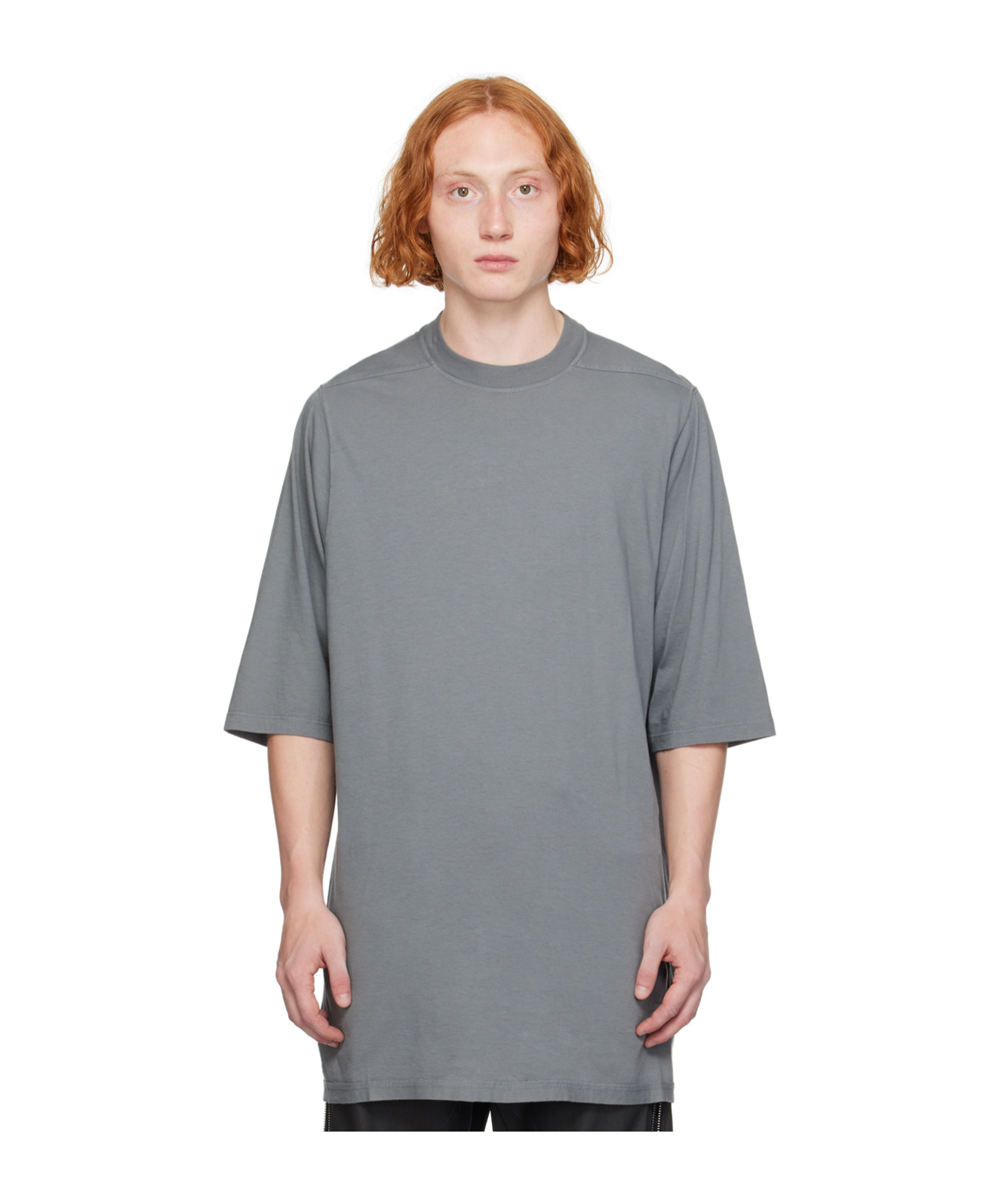 Rick Owens Drkshdw Open-necked Black Shirt In Gray