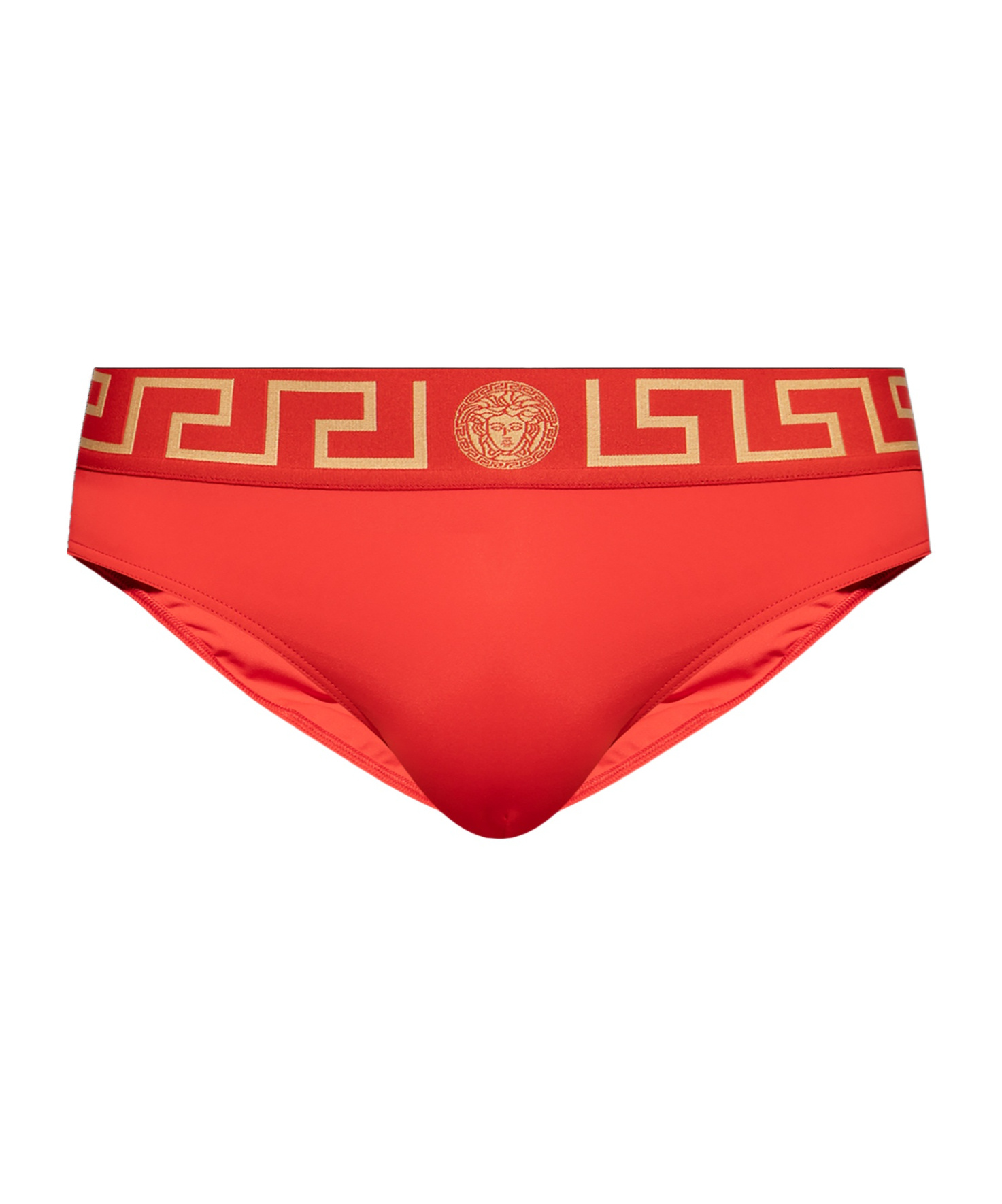 Versace Iconic Slim-fit Stretch-cotton Briefs In Red