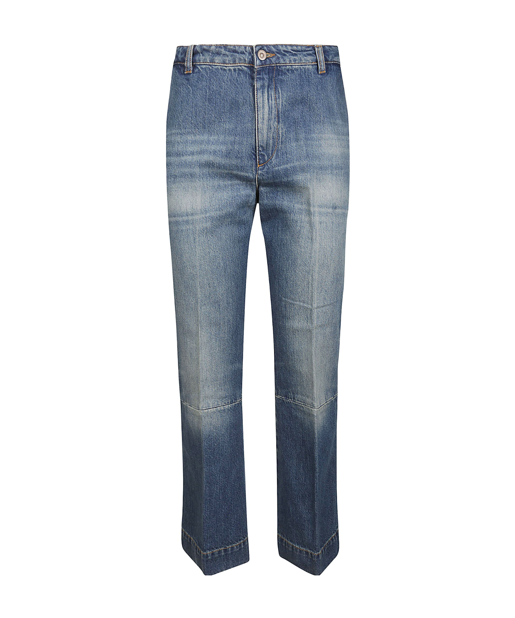 Victoria Beckham Cropped Denim Trousers Belt Loops In Blue