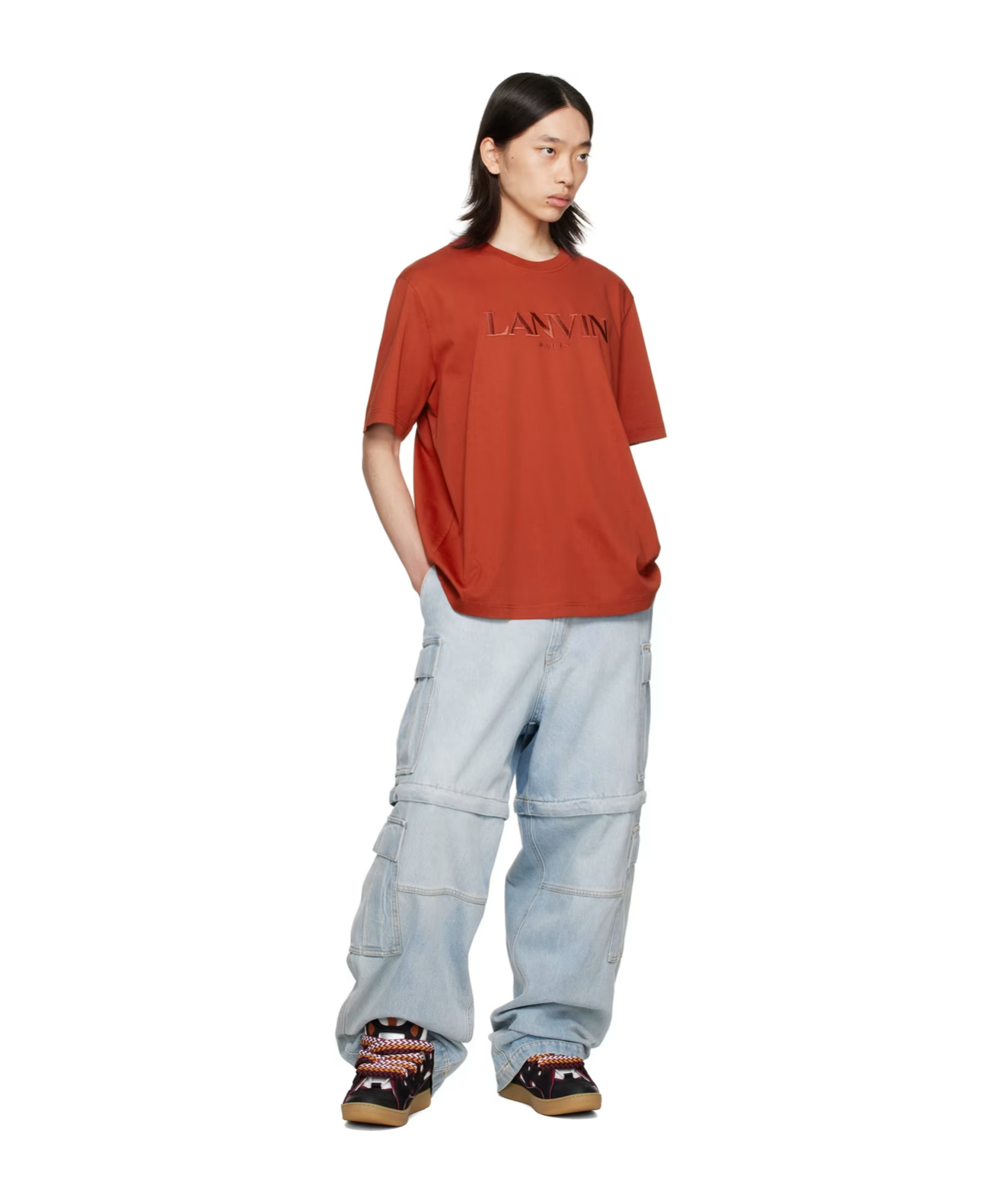 Lanvin Classic Paris Embroidered T-shirt Turkish Red In Brown