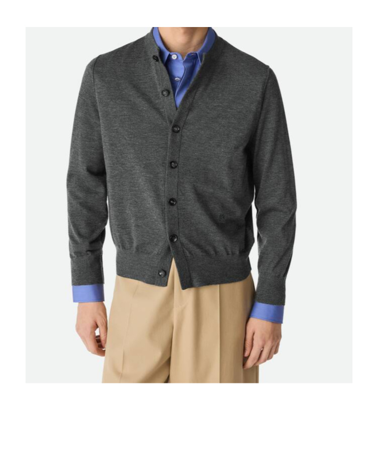 Bottega Veneta Light Fine Cashmere Cardigan In Gray Mixed Color