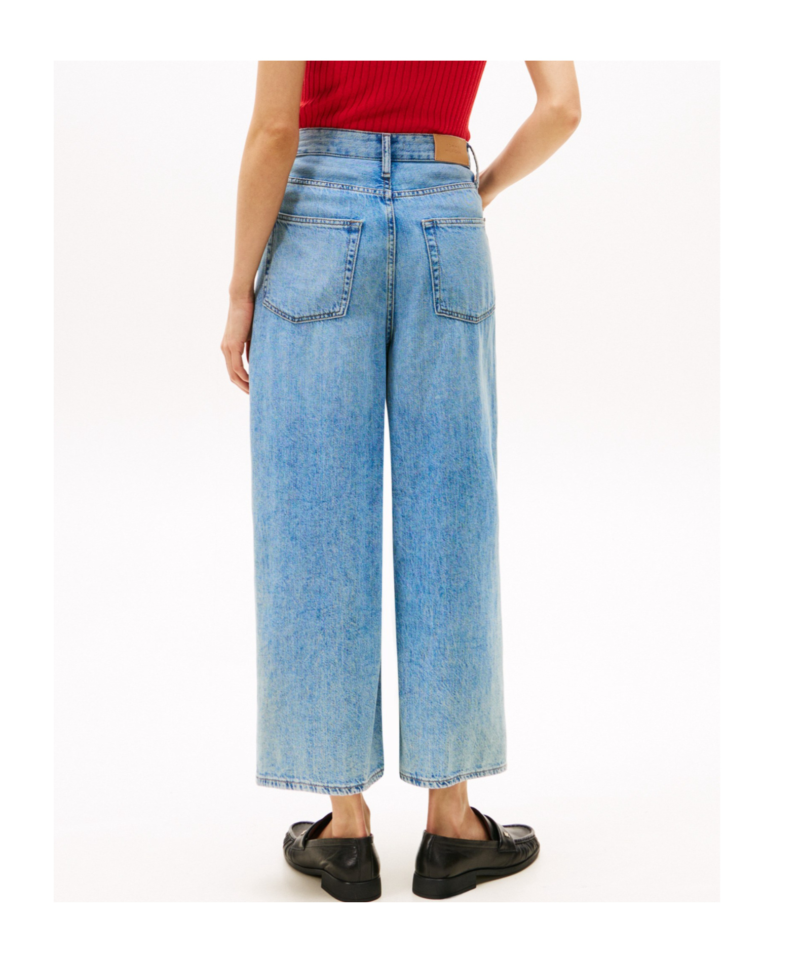 TOMMY HILFIGER HIGH RISE WIDE LEG CROPPED JEANS 
