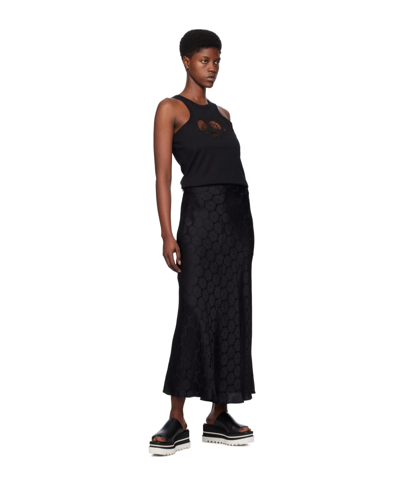 Stella Mccartney Black Jacquard Maxi Skirt In Black
