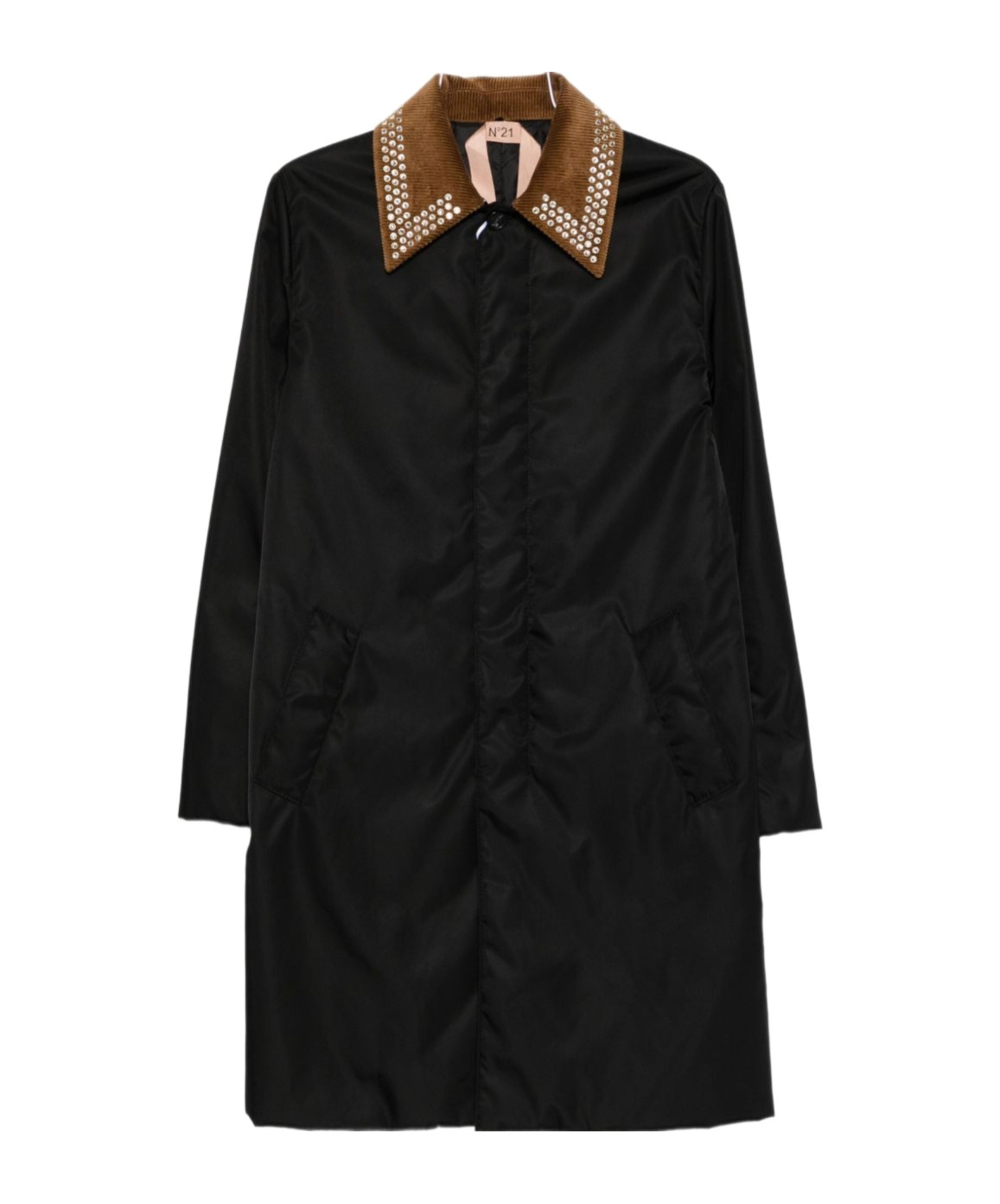 N°21 Studded-embellishment Coat In Black