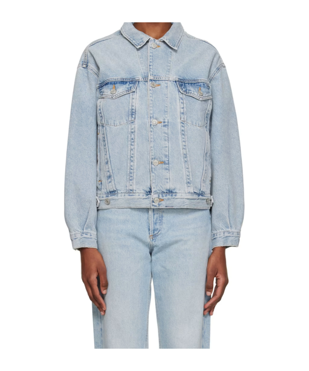 Agolde Buttoned Long-sleeved Denim Jacket In Gray