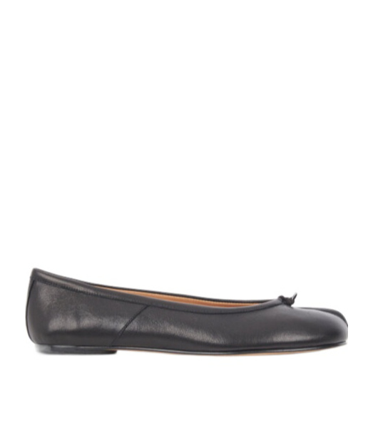 Maison Margiela Black Leather Tabi Ballerinas With Iconic Tabi Split-toe In Black