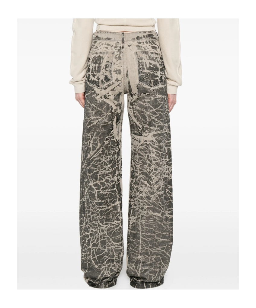Rick Owens Drkshdw Crackle-print Jeans In Brown