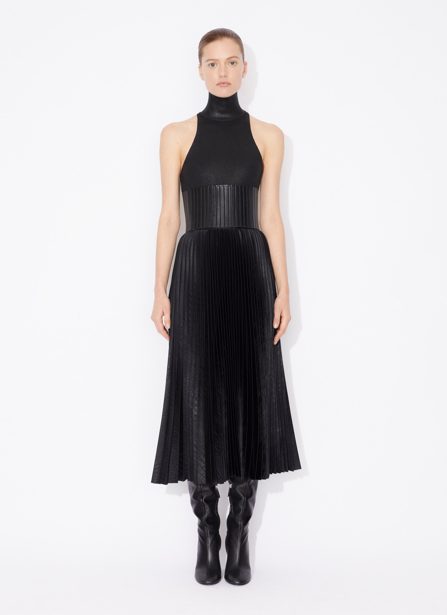 Shop Alaïa Pleated Skirt In Black