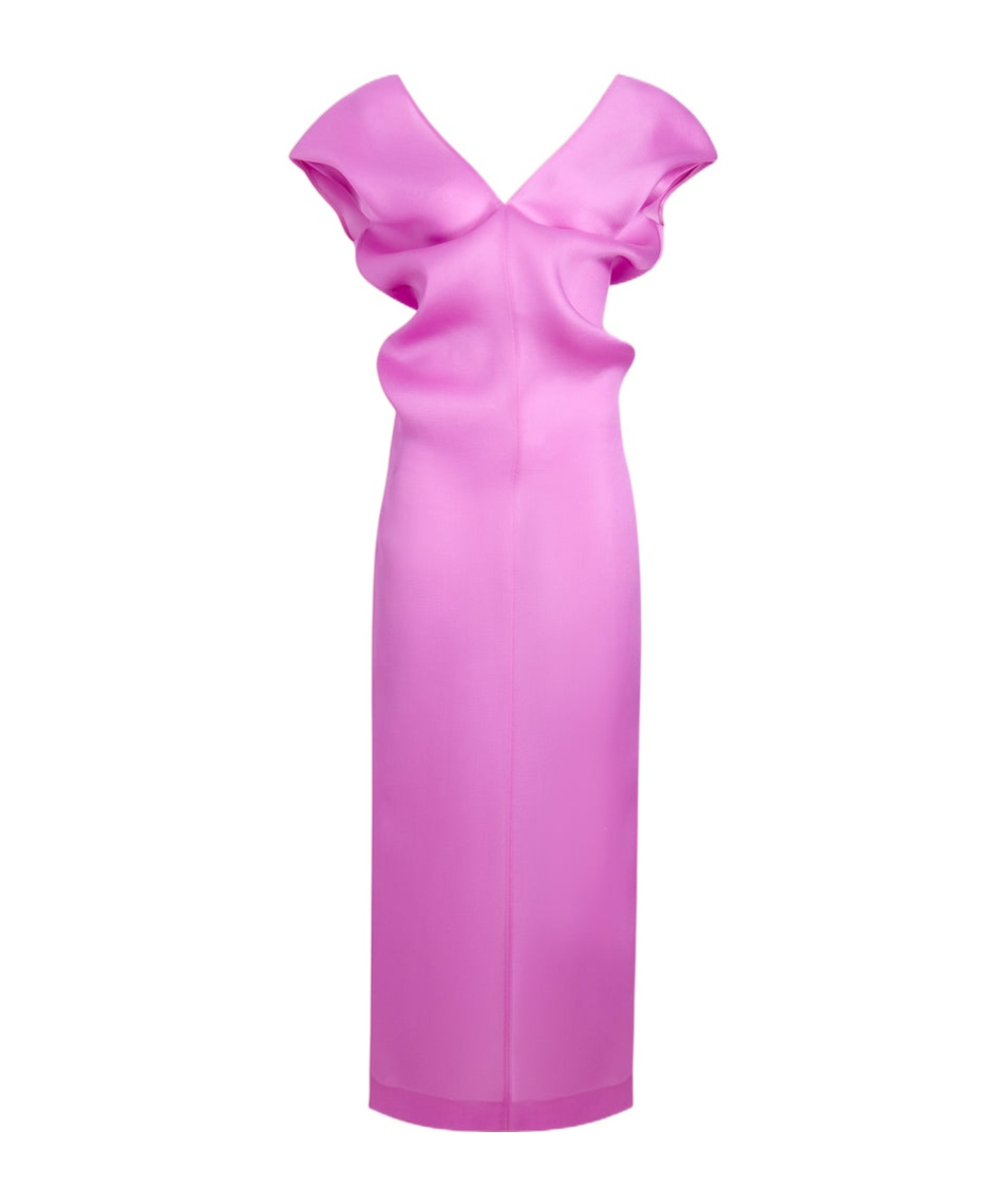 Khaite Ima Gathered Silk-gazar Midi Dress In Orchid