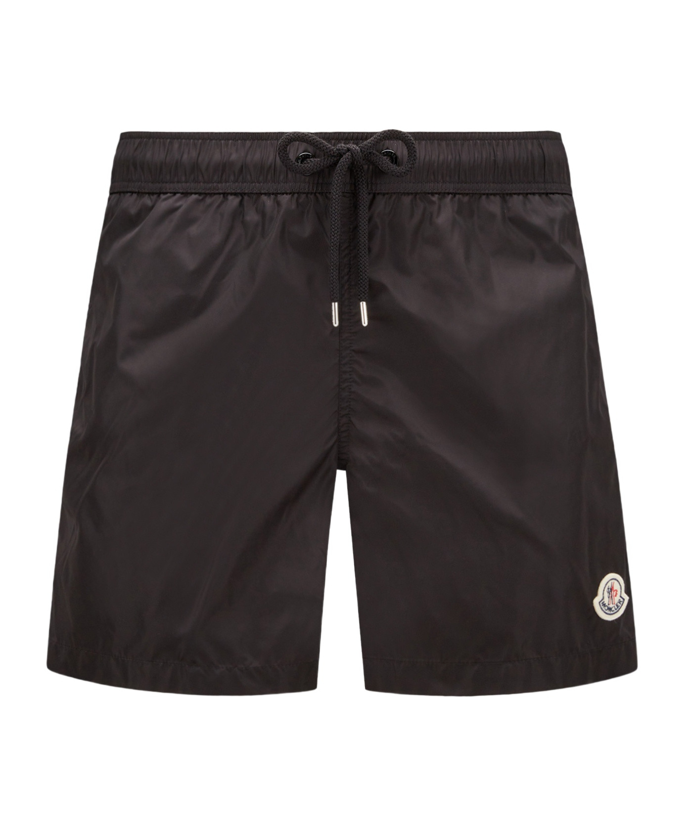 Moncler Logo Patch Swim Shorts With Elastic Waist In Black