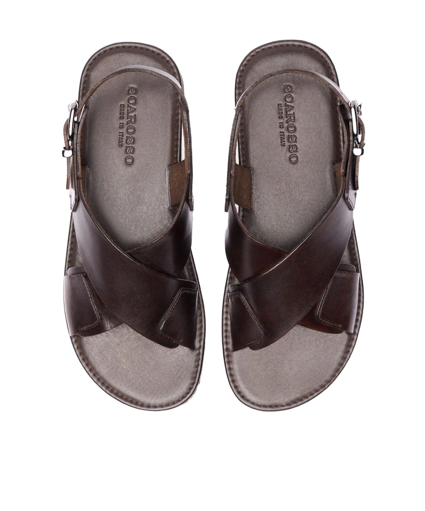 Scarosso Massimo Buckle-fastened Sandals In Brown