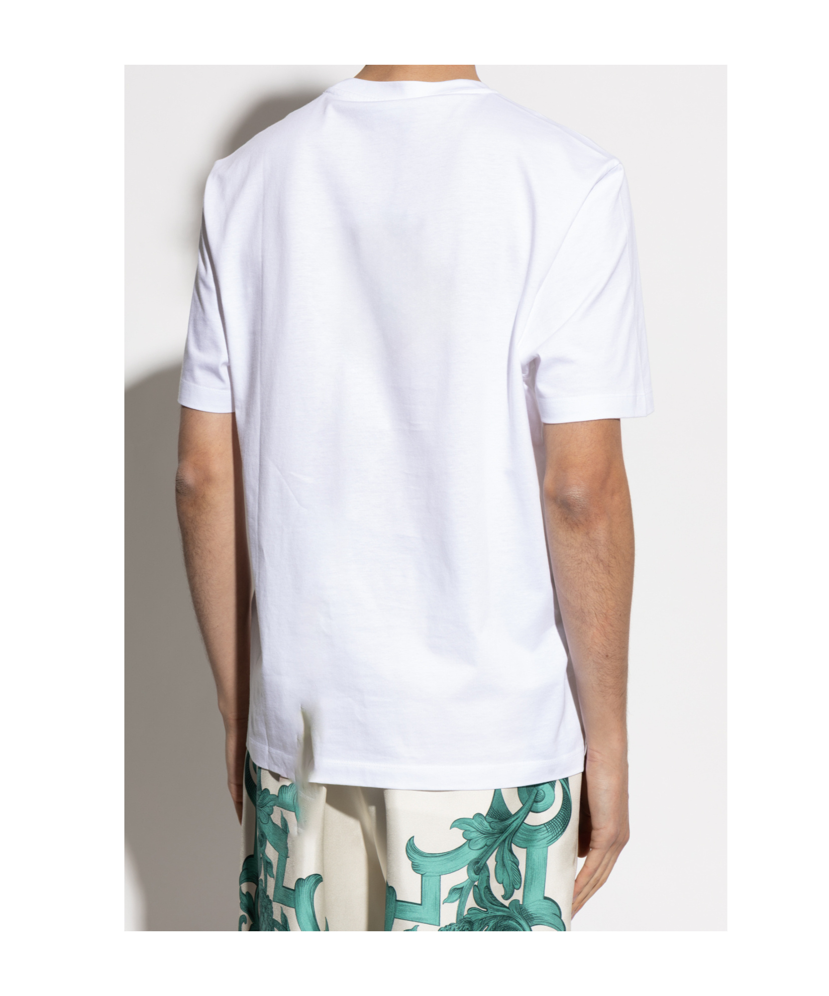 Versace Crew Neck Graphic Print Short Sleeves In White