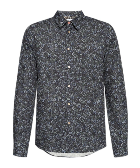 Ps By Paul Smith Ps Paul Smith Tailored Fit Textured Floral Printed Shirt In Black