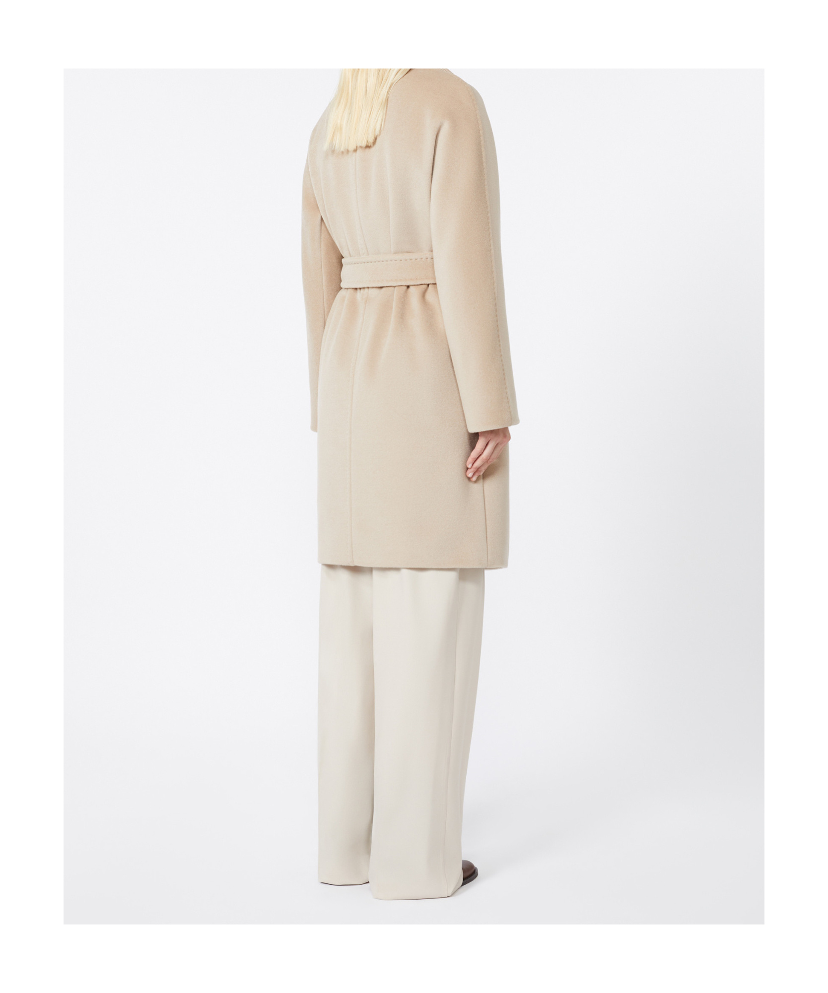 Max Mara Studio Long-sleeved Belted Coat In Neutral