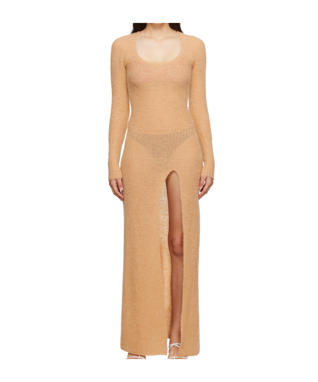 Jacquemus Le Chouchou Round Neck Dress In Nude