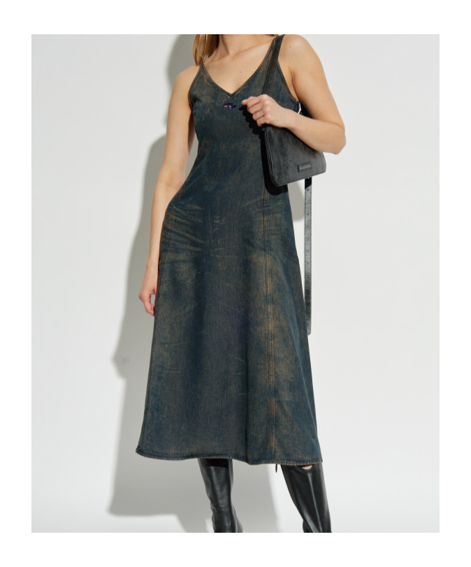 Diesel De-beld-s V-neck Denim Dress
