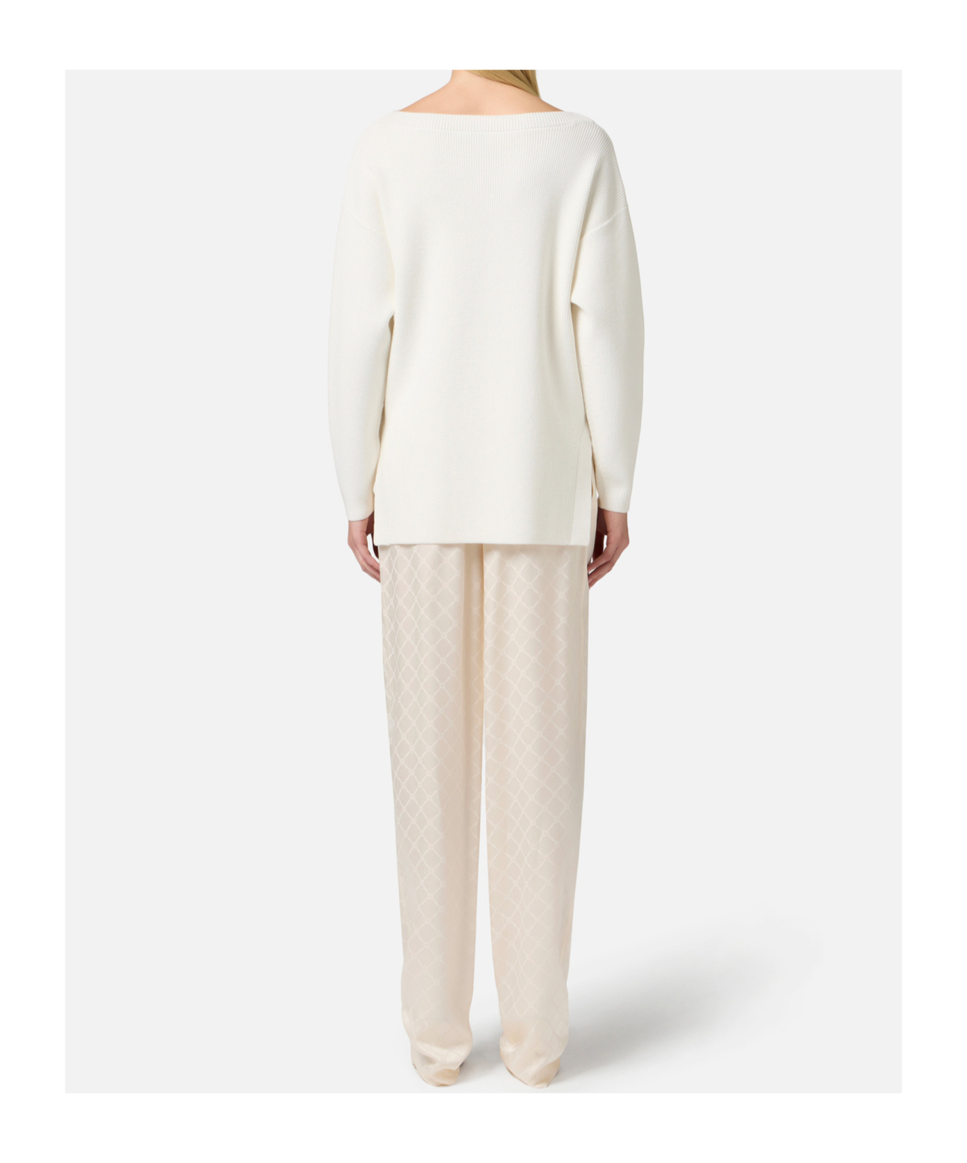 Elisabetta Franchi Long-sleeved Sweater In White