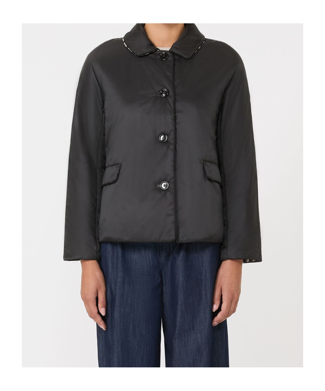 Max Mara Double-sided Cotton Jacket In Black