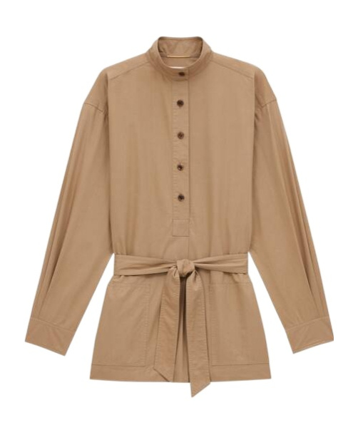 SAINT LAURENT SAINT LAURENT BUTTON DETAILED BELTED TUNIC