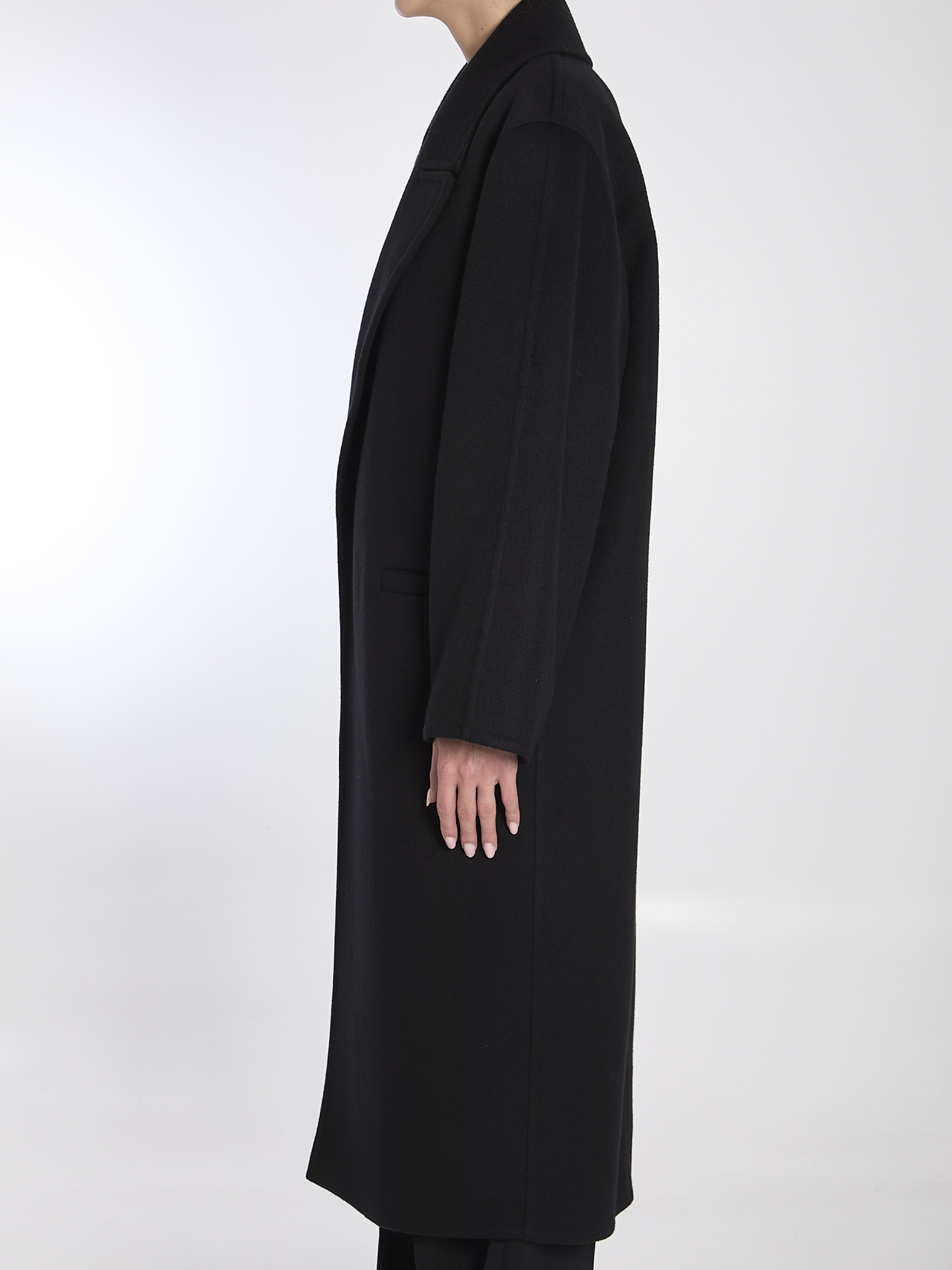 SAINT LAURENT OVERSIZED COAT IN BRUSHED CASHMERE AND WOOL