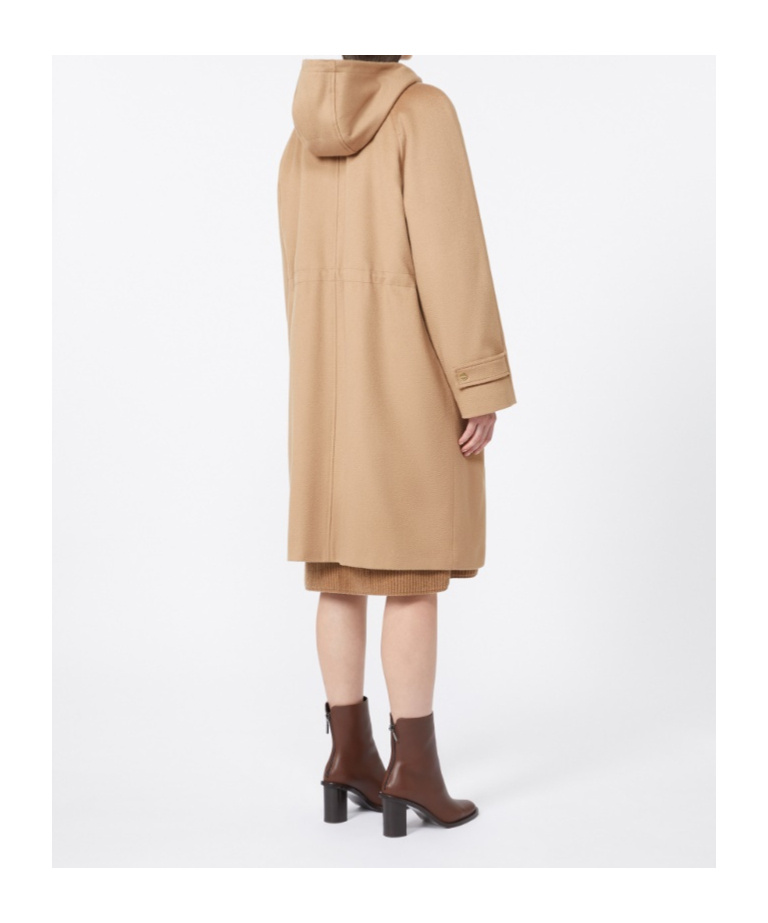 Max Mara Long Wool Broadcloth Parka In Brown